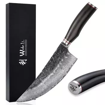 Поварской нож Wakoli EBO дамасский I лезвие 20 см I рукоять из черного дуба