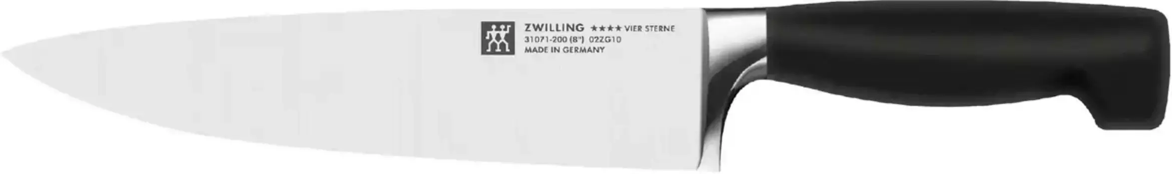 Поварской нож Zwilling "ЧЕТЫРЕ ЗВЕЗДЫ", (1 шт.), 20 см Общая длина 33 см, Длина лезвия 20 см., черный