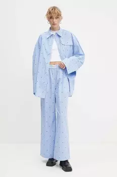 Повернуть хлопковые брюки Rotate, синий