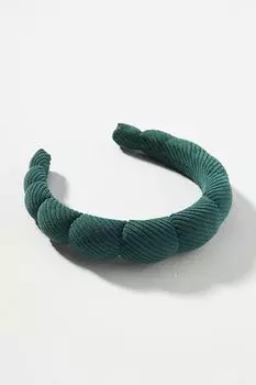 Повязка на голову Anthropologie Corduroy Bubble вельветовая, темно-бирюзовый