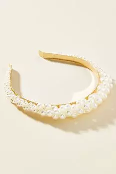 Повязка на голову Anthropologie с короной из жемчуга, белый/золотой