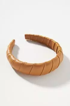 Повязка на голову Anthropologie с отделкой из искусственной кожи, бежевый