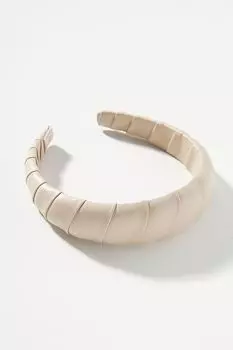 Повязка на голову Anthropologie с отделкой из искусственной кожи, бежевый