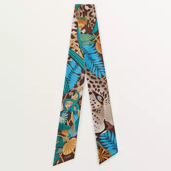 Повязка на голову Cartier Bandeau, Panther in the Jungle, бежевый шелковый твил
