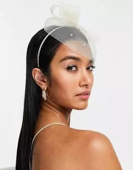 Повязка на голову цвета слоновой кости с бантом и пайетками ASOS DESIGN event