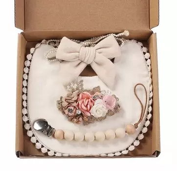 Повязка на голову для крещения, подвеска-пустышка, детские повязки на голову + экологическая коробочка Inna Marka