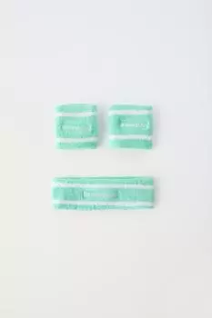 Повязка на голову и браслеты Zara Striped Pack Of 2, светло-зеленый