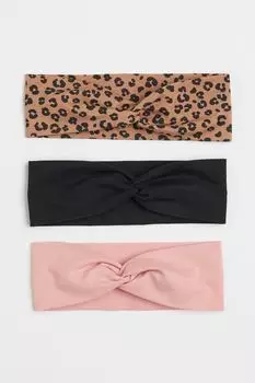 Повязка на голову из 3 комплектов H&amp;M, светло-розовый/леопардовый принт