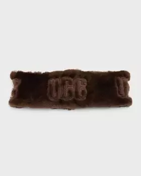 Повязка на голову из овчины с открытым логотипом UGG, цвет Burnt Cedar