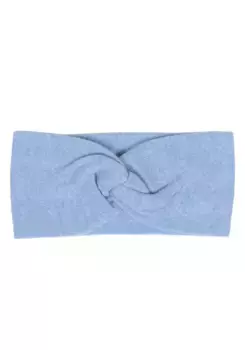 Повязка на голову с двумя сердечками, узел спереди, кашемир, тонкая вязка Zwillingsherz, голубой