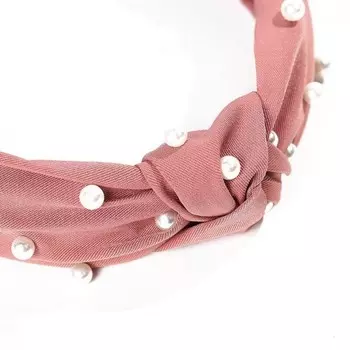 Повязка-тюрбан из плотной ткани, темно-розовая, жемчуг O227CR Kemer