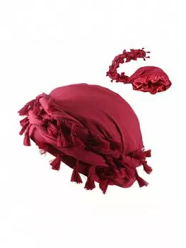 Повязка винтажная на голову с кисточками, бургундия