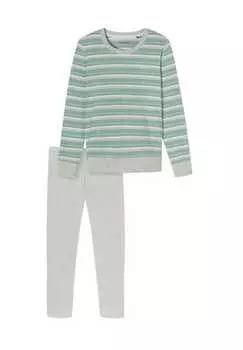 Повседневная базовая пижама с круглым вырезом Schiesser, зеленый