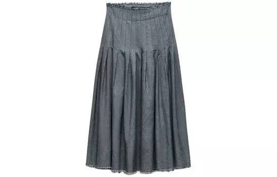 Повседневная длинная юбка серии ZW женская синяя Zara