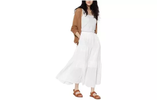Повседневная длинная юбка женская белая Uniqlo