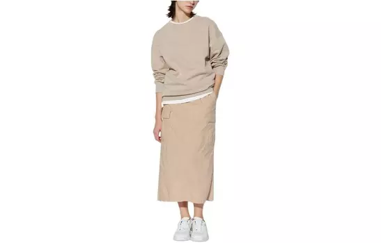 Повседневная длинная юбка женская бежевая Uniqlo