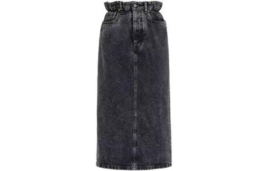 Повседневная длинная юбка женская черная Miu Miu