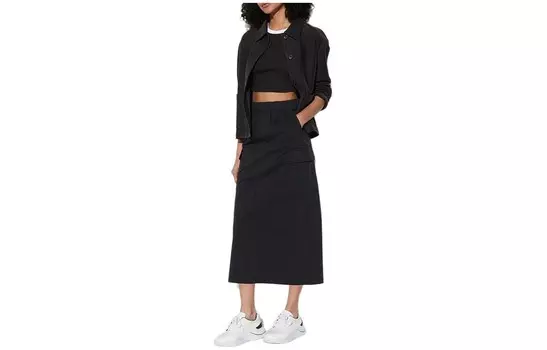 Повседневная длинная юбка женская черная Uniqlo