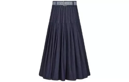 Повседневная длинная юбка женская синяя Dior