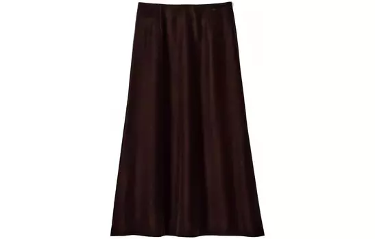 Повседневная длинная юбка женская темно-коричневая Uniqlo