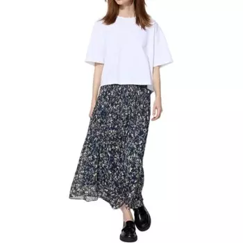 Повседневная длинная юбка женская темно-синяя Uniqlo