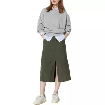 Повседневная длинная юбка женская темно-зеленая Uniqlo