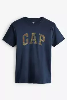 Повседневная футболка из мягкого материала с короткими рукавами и логотипом Gap, синий