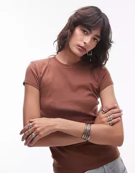 Повседневная футболка Topshop коричневого цвета