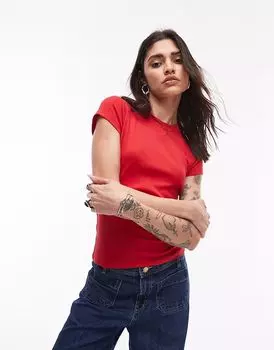 Повседневная футболка Topshop красного цвета