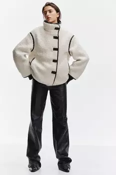 Повседневная куртка из флиса Тедди H&M, бежевый