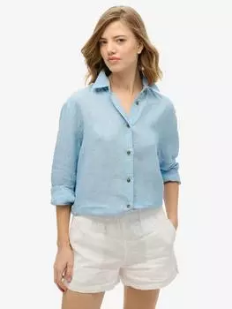 Повседневная льняная рубашка богатого бойфренда Superdry, цвет Sea Blue Chambray