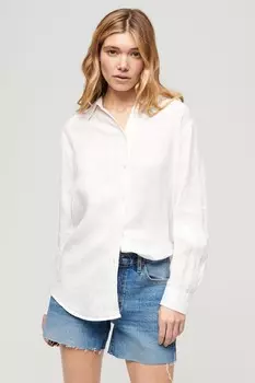 Повседневная льняная рубашка фасона бойфренда Superdry, белый