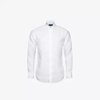 Повседневная льняная рубашка стандартного кроя с манжетами на пуговицах Eton, белый