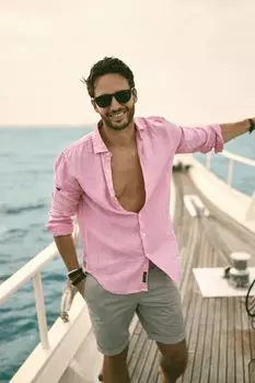 Повседневная льняная рубашка Studios с длинными рукавами Superdry, розовый