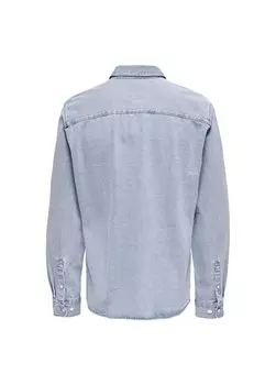 Повседневная мужская джинсовая рубашка Ice синего цвета ONSBENNY REG CHAMBRAY LS SHIRT Only & Sons, синий лед