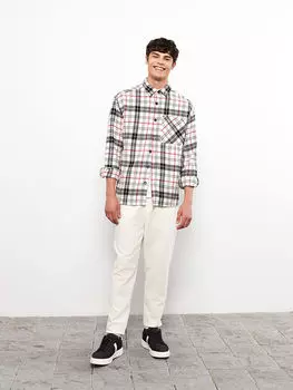 Повседневная мужская рубашка-рубашка в клетку с длинным рукавом LCW Casual