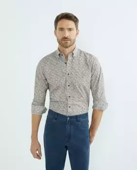 Повседневная мужская рубашка с длинными рукавами и принтом Mirto, коричневый