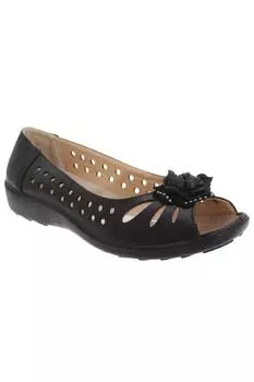 Повседневная обувь с перфорированным открытым носком и цветочным узором Boulevard, черный