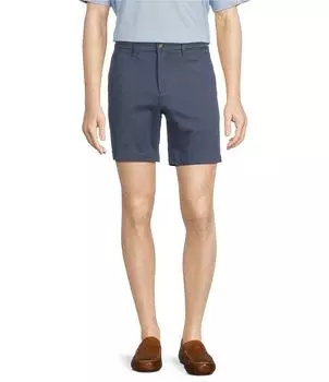 Повседневная одежда Roundtree & Yorke прямого кроя с плоской передней частью 7 Потертые шорты чинос по внутреннему шву, фиолетовый