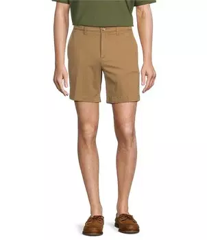 Повседневная одежда Roundtree & Yorke с плоской передней частью 7 Потертые шорты чинос по внутреннему шву, бежевый