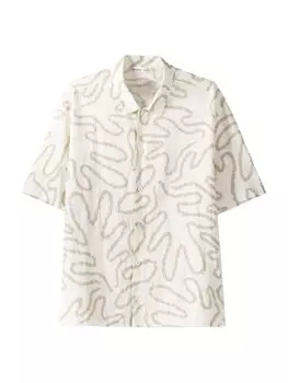 Повседневная рубашка Bershka Comfort fit Button Up Shirt, цвет ecru/dark beige