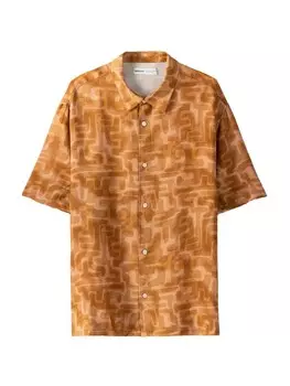 Повседневная рубашка Bershka Comfort fit Button Up Shirt, цвет caramel/pueblo/cappuccino
