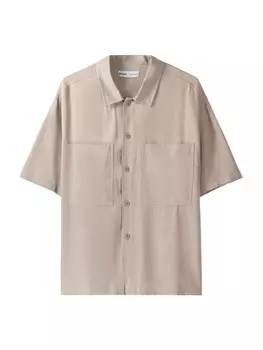 Повседневная рубашка Bershka Comfort fit Button Up Shirt, песочный