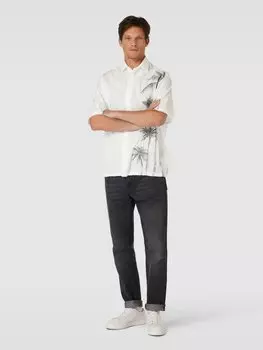 Повседневная рубашка Comfort Fit с узорчатой строчкой Emporio Armani, белый