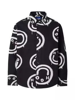 Повседневная рубашка HUGO Comfort fit Button Up Shirt Ebolt, черный