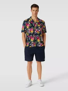 Повседневная рубашка из чистой вискозы с планкой на пуговицах, модель TROPICAL Review, темно-синий