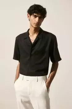 Повседневная рубашка из лиоцелла обычного кроя H&M, черный