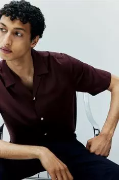 Повседневная рубашка из лиоцелла обычного кроя H&M, фиолетовый