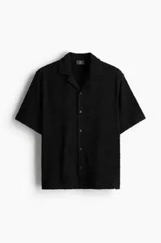 Повседневная рубашка из махровой ткани свободного кроя H&M, черный