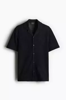 Повседневная рубашка из структурированного трикотажа обычного кроя H&M, синий